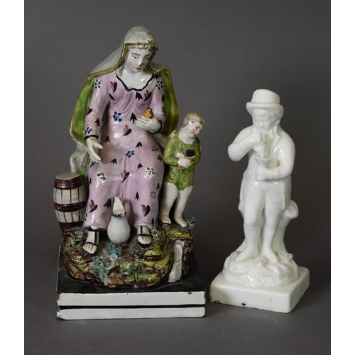 216 - 18TH CENTURY STAFFORDSHIRE PEARLWARE GROUP, ‘The Widow’ from the pair of figures ‘Elijah and the Wid... 