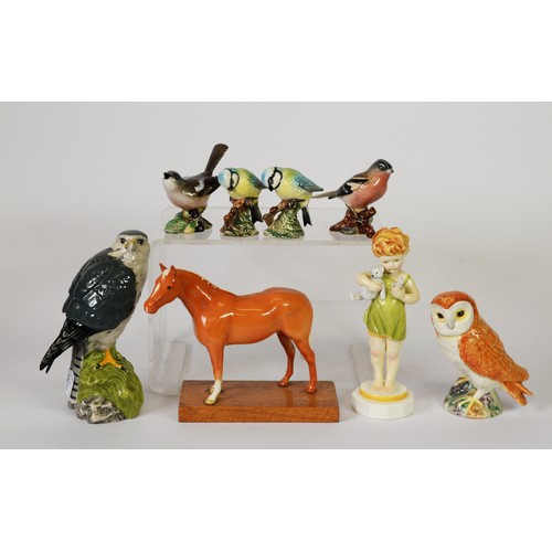 118 - COLLECTION OF MAINLY BESWICK, including palomino horse, barn owl 2026, a pair of tits, a whitethroat... 