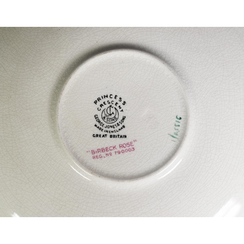 174 - EARLY 20th CENTURY GEORGE JONES & SONS, PRINCESS CRESCENT POTTERY - BIRBECK ROSE PATTERN ROUNDED... 