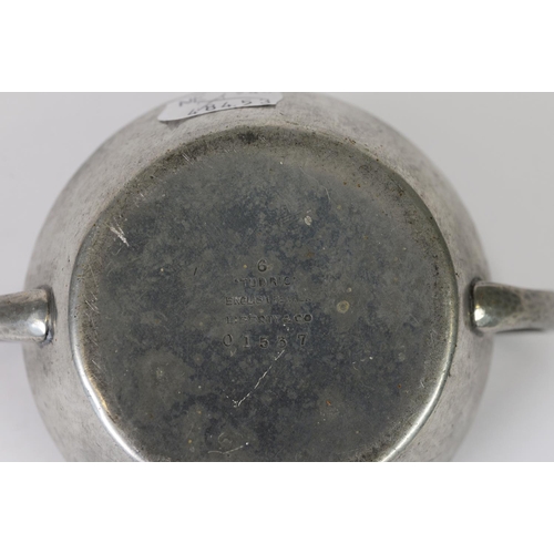 95 - LIBERTY OF LONDON: pewter sugar bowl, marked Liberty & Co. Tudric to the base, 4” (10 cm) dia.