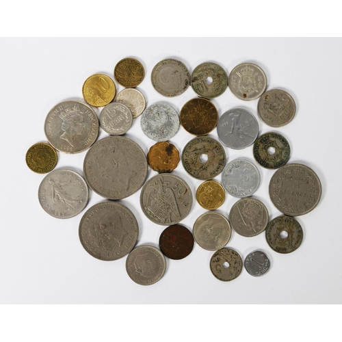 7 - LARGE SELECTION OF EUROPEAN AND WORLD COINAGE, CIRCA 1930s AND LATER, and some USED BANKNOTES, inclu... 