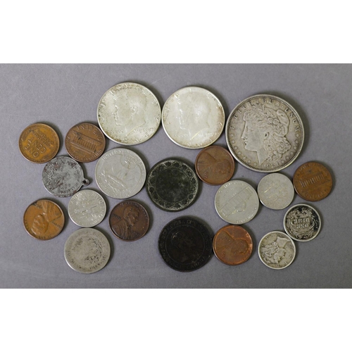 10 - USA MORGAN SILVER DOLLAR 1921 (VF); TWO KENNEDY HALF DOLLARS 1964, thirteen other USA POST-WAR COINS... 