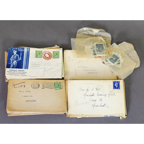 105 - THIRTY STANDARD SIZE ENVELOPES, 1920s - 1940s, EACH CONTAINING LOOSE STAMPS sorted by country, some ... 