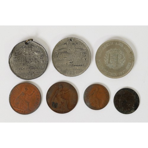 43 - SELECTION OF VICTORIAN AND LATER PRE-DECIMAL, MAINLY COPPER COINAGE, but including Victorian silver ... 