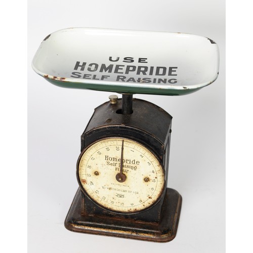 394 - SALTERS VINTAGE DOMESTIC SCALES ADVERTISING HOMEPRIDE SELF RAISING FLOUR, with original white, black... 