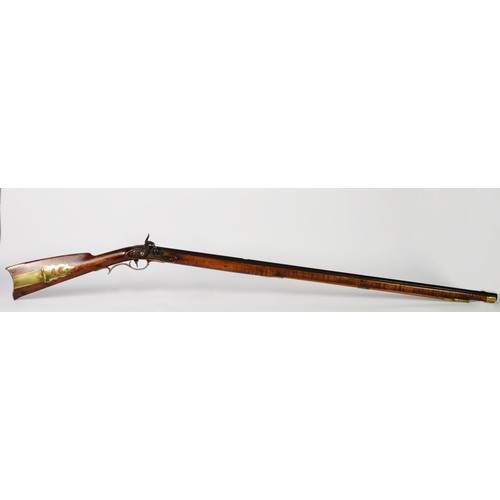 86 - AMERICAN EARLY 19th CENTURY PERCUSSION LONG GUN having full stocked octagonal barrel, 37 1/8in long,... 