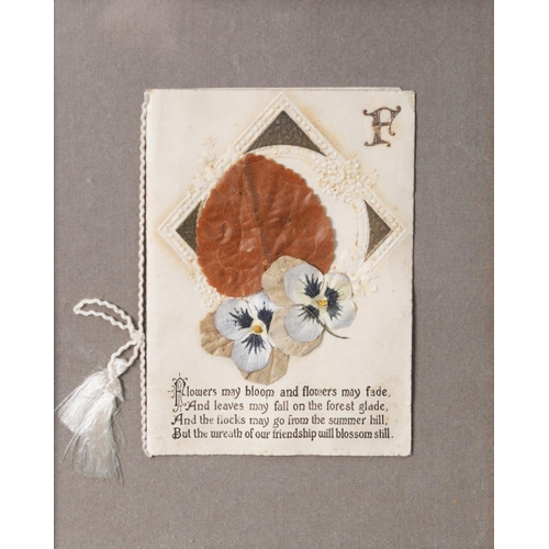 168 - SEVEN EARLY 20th CENTURY VALENTINE AND OTHER SENTIMENTAL CARDS, with hand-painted or embroidered res... 