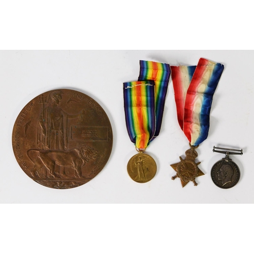 60 - THREE FIRST WORLD WAR MEDALS TO 12146 CORPORAL HAROLD REDFERN, LANCASHIRE FUSILIERS, ALSO POSTHUMOUS... 