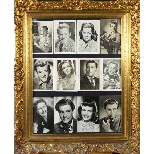 439 - GILT FRAMED DISPLAY OF TWELVE 1930's/40's STARS OF STAGE AND SCREEN autographs, a number in facsimil... 