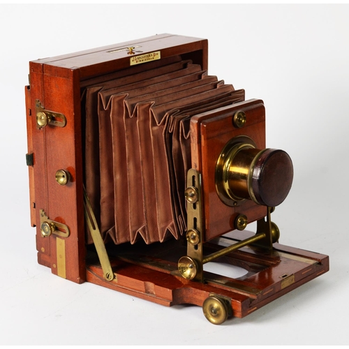 319 - J. LANCASTER & SON, BIRMINGHAM, LATE 19th CENTURY PLATE CAMERA BEARING INLET IVORINE PLAQUE, The... 