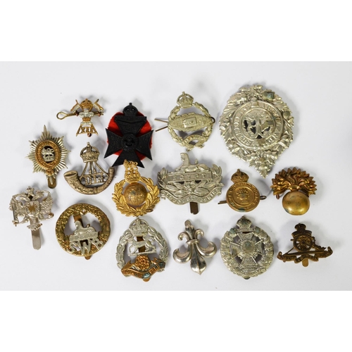 61 - 32 METAL MILITARY CAP BADGES, (one box)