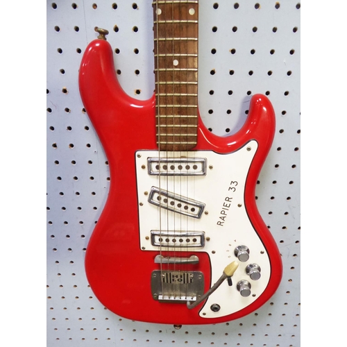 256 - WATKINS RAPIER WEM, electric guitar, circa late 1950s early 1960s, in fiesta red, fitted with two pi... 