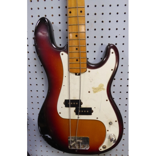 257 - SQUIRE P BASS, Fender Jazz bass, sunburst finish, together with an unbranded guitar based on the Fen... 