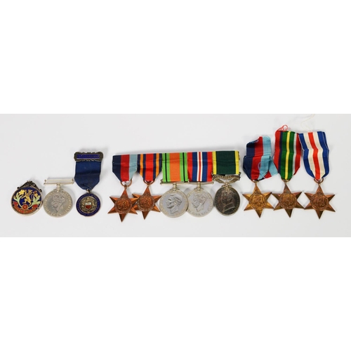 62 - Selection of nine WWII medals including “For Efficient Service”; a Six Nations Contest, Blackpool 19... 