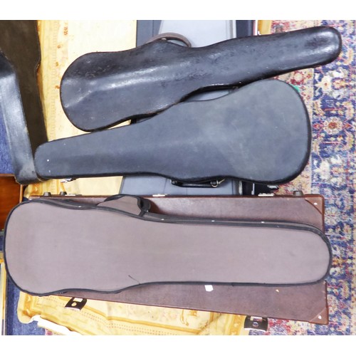 286 - THREE MODERN HARD BODIED VIOLIN CASES, one with soft outer case, and ANOTHER, OLDER, (4)