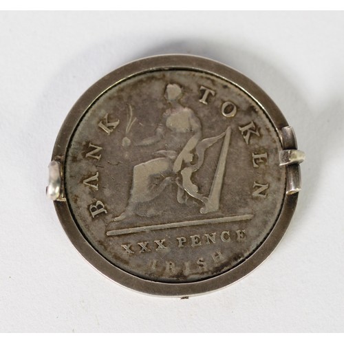 16 - GEORGE III IRISH SILVER THIRTY PENCE BANK TOKEN, 1808, showing wear to high spots of bust and image ... 