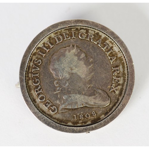 16 - GEORGE III IRISH SILVER THIRTY PENCE BANK TOKEN, 1808, showing wear to high spots of bust and image ... 