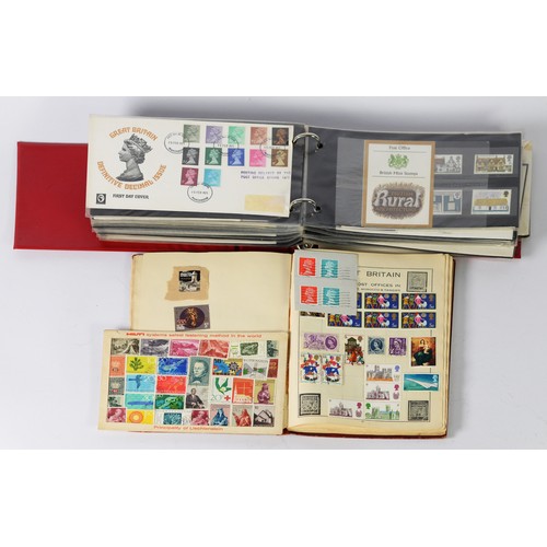 110 - STAMPS, SMALL RED BINDER OF 60s/70s GB FIRST DAY COVERS and PPs, plus The Victory Stamp Album