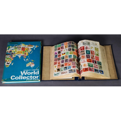 121 - STAMPS, WELL-FILLED ACE HERALD STAMP ALBUM plus the WORLD COLLECTOR