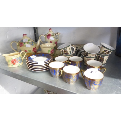 41 - MASON'S SAMPLER PATTERN BACHELORS ETA SET, PLUS NORITAKE SIX SETTING DEMI-TASSE COFFEE SET AND ANOTH... 