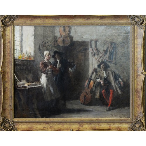 198 - SEYMOUR LUCAS (EARLY TWENTIETH CENTURY) OIL ON CANVAS‘The Tuscan Strad, Original sketch'Signed and w... 