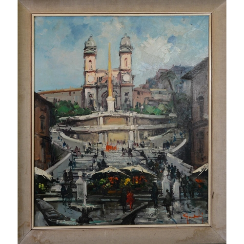 200 - UNATTRIBUTED (TWENTIETH CENTURY)OIL ON CANVAS Spanish steps, Rome Indistinctly signed G****LY 23 ½” ... 