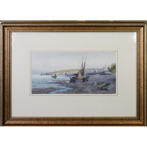 229 - JOSEPH HUGHES CLAYTON (act. 1891-1929) TWO WATERCOLOURS Coastal scenes with fishing boats Signed 7 ¼... 