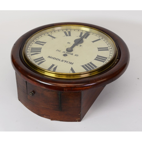 23 - H KEY, 246 OLDHAM RD, MIDDLETON, MAHOGANY CASED WALL CLOCK, of typical form with 12” Roman dial and ... 