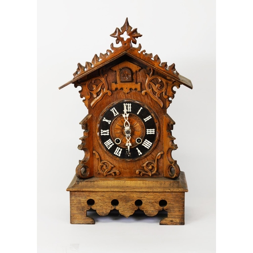 45 - LABELLED JOHANN BAPTIST BEHA (18-15 TO 18-98) NINETEENTH CENTURY BLACK FOREST CUCKOO CLOCK IN CARVED... 