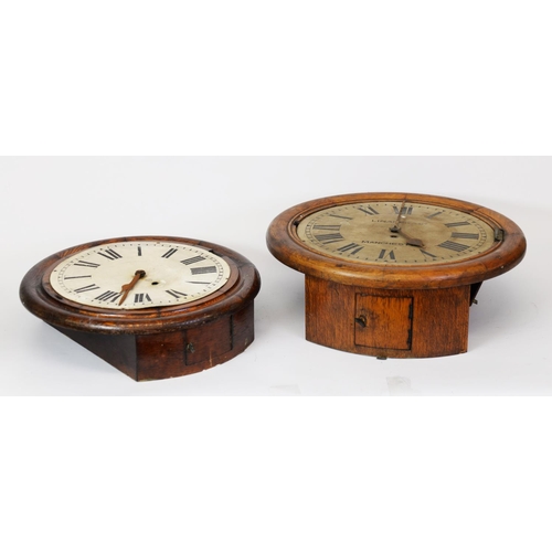 48 - LINAKER & Co, MANCHESTER, LATE NINETEENTH CENTURY LIGHT OAK WALL CLOCK, the 14” Roman dial power... 