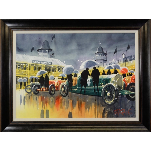 303 - PETER J RODGERS (MODERN) WATERCOLOUR ‘Race Day Inspection’ Signed, titled to gallery label verso 19 ... 