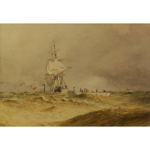 231 - HENRY BURDON RICHARDSON (1826-1874) WATERCOLOUR'Stranded vessel off Lowestoft' signed with initials ... 