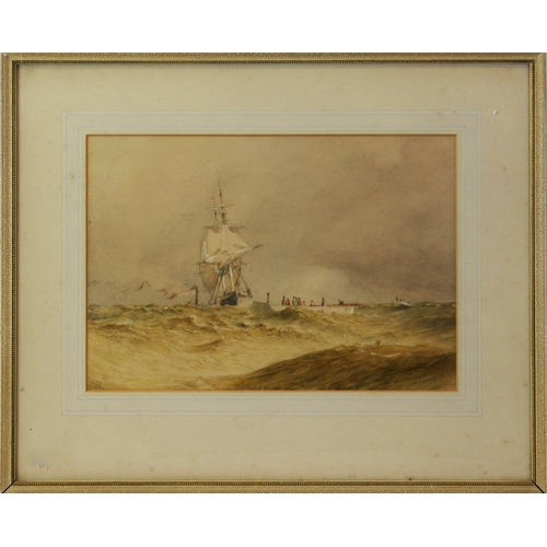 231 - HENRY BURDON RICHARDSON (1826-1874) WATERCOLOUR'Stranded vessel off Lowestoft' signed with initials ... 