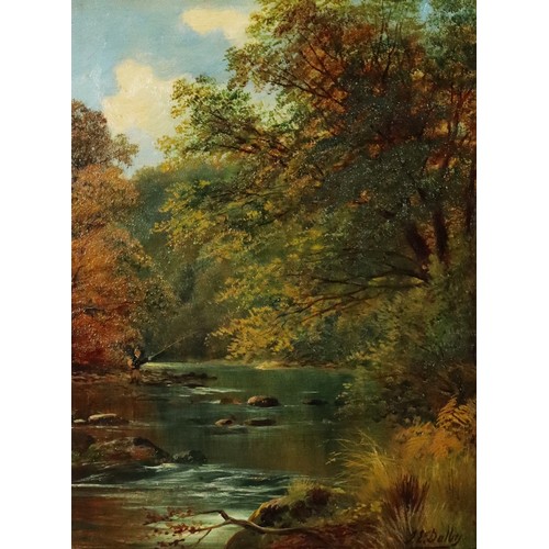 223 - J E DALBY (Late Nineteenth Century) PAIR OF OIL PAINTINGS ON CANVASWooded river landscapes Each sign... 