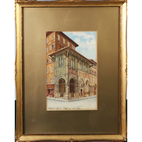 224 - A MARRANI (Florence, Nineteenth Century) WATERCOLOUR Highly detailed Florentine building facade Sign... 