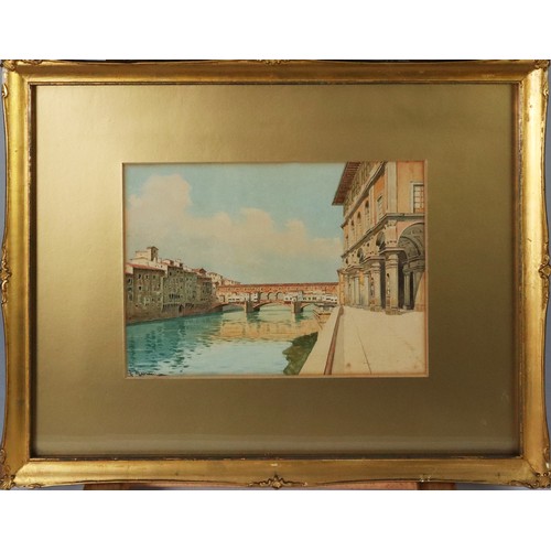 225 - A MARRANI (Florence, Nineteenth Century) WATERCOLOUR The Ponte Vecchio, Florence Signed lower left 7... 