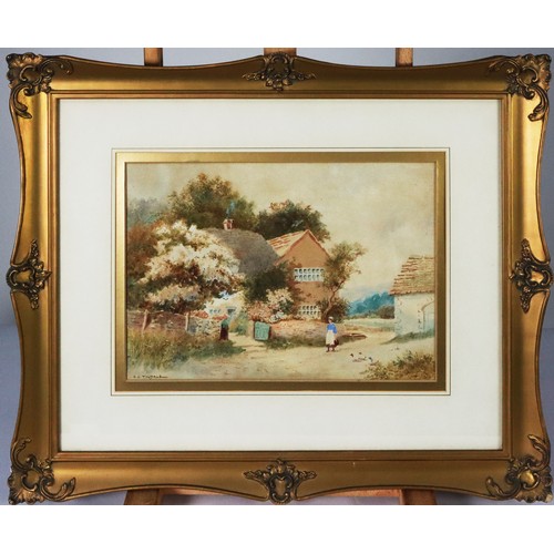 226 - F H TYNDALE (Early Twentieth Century) PAIR OF WATERCOLOURSRural scenes with thatched cottages Respec... 