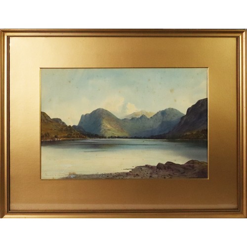 227 - EDWARD HORACE THOMPSON (1879-1949) WATERCOLOUR 'In the blue light of a summer morn, Buttermere with ... 