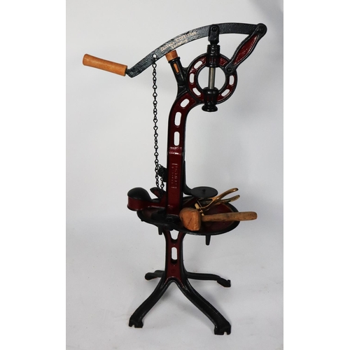 172 - ‘CHARLES PINEL, FONDERIE DE MAROMME’ FRENCH VINTAGE MAROON AND BLACK PAINTED HAND OPERATED CAST IRON... 