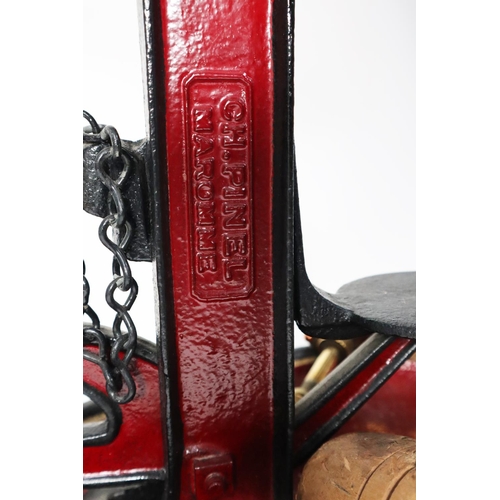 172 - ‘CHARLES PINEL, FONDERIE DE MAROMME’ FRENCH VINTAGE MAROON AND BLACK PAINTED HAND OPERATED CAST IRON... 