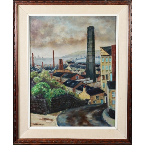 189 - L M WILLIAMS BAILEY OIL ON BOARD Lancashire Mill Town Signed and dated 1969 17 ½” x 13 ½” (44.4 x 34... 