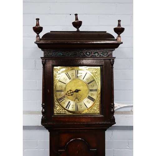 47A - MID EIGHTEENTH CENTURY OAK CASED LONGCASE CLOCK, SIGNED SAMUEL WHITTAKER (MIDDLETON), the 11” brass ... 