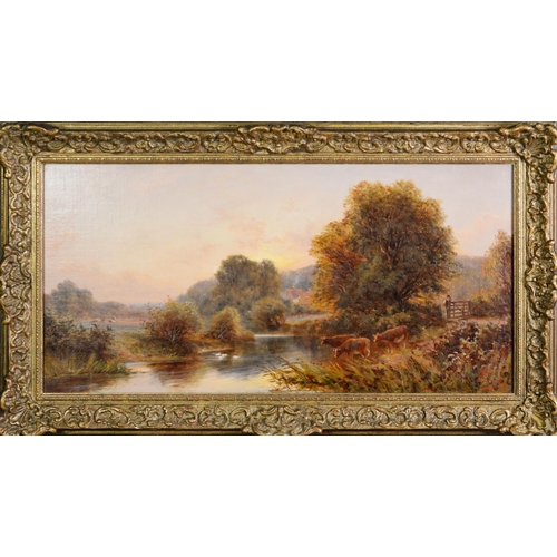 215 - HENRY MAIDMENT (19th/20th Century) OIL PAINTINGS ON CANVAS, A PAIR Rural landscapes at sunrise and s... 