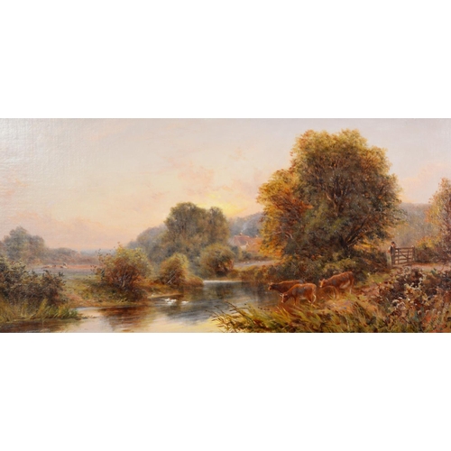 215 - HENRY MAIDMENT (19th/20th Century) OIL PAINTINGS ON CANVAS, A PAIR Rural landscapes at sunrise and s... 