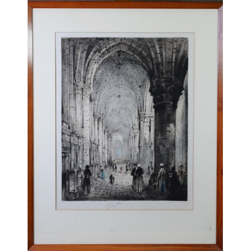 136 - JAMES ALPHEGE BREWER (act. c. 1909-1938)ARTIST SIGNED HAND TINTED ETCHING ‘Rheims Cathedral’ 22 ¼” x... 