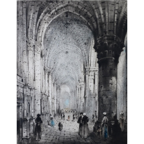 136 - JAMES ALPHEGE BREWER (act. c. 1909-1938)ARTIST SIGNED HAND TINTED ETCHING ‘Rheims Cathedral’ 22 ¼” x... 