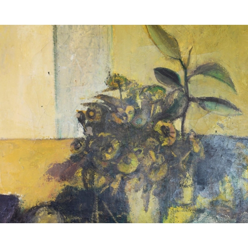 181 - IAN LAWSON (b.1931)OIL ON CANVAS‘Dea…’, flowers in a vase Signed and dated (19)69, titled to label v... 