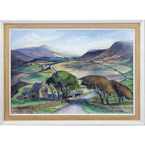 216 - D L RAYNER (TWENTIETH CENTURY) WATERCOLOUR Rural landscape with farm buildings in the foregroundSign... 