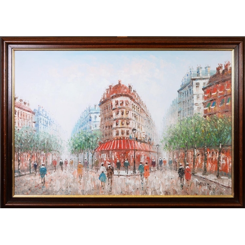 219 - CAROLINE BURNETT (1877-1950) TWO OIL PAINTINGS Parisienne street scenes Signed 20” x 30” (50.8cm x 7... 