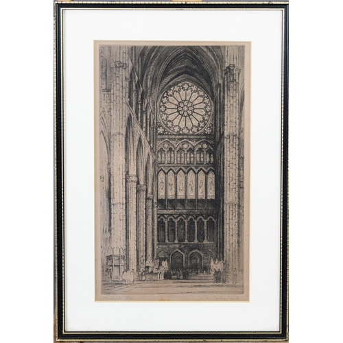 123 - EDWARD SHARLAND (1884-1967) THREE ARTIST SIGNED ETCHINGS Cathedrals Signed and tiled 15 ¾” x 8 ½” (4... 